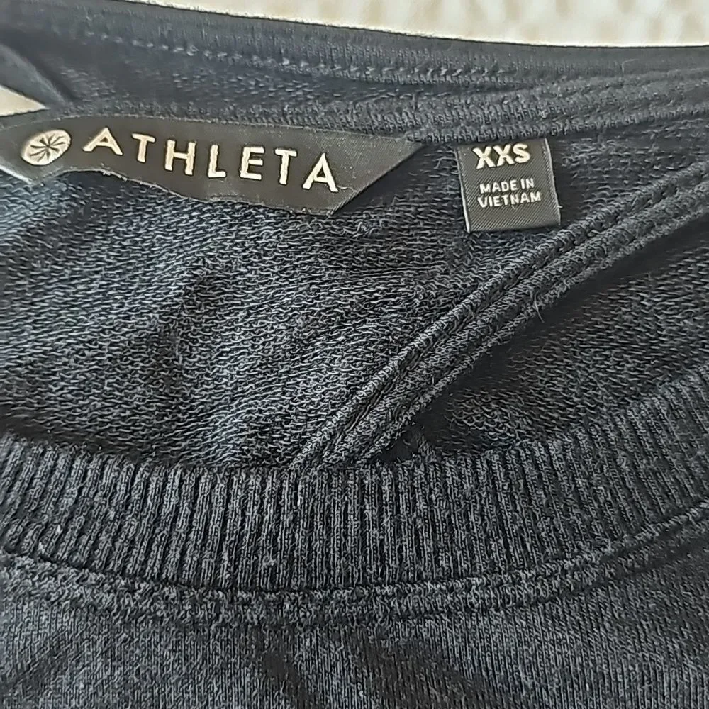 Athleta -1201 Nirvana Go-To Dress in Black Cross‎ Back Long Sleeve #209977 XXS